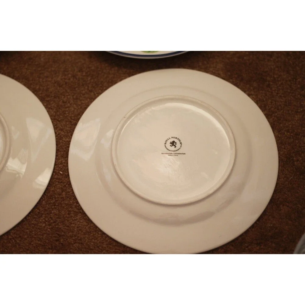 Royal Norfolk Lemon Dinner Plate Yellow Fruit Ceramic 10.5- Set of 4